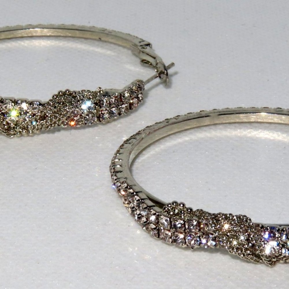 Belly Dancers, Rhinestone Hoops Earrings, Pierced Ears,